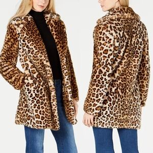 Leopard Print Faux Fur Coat